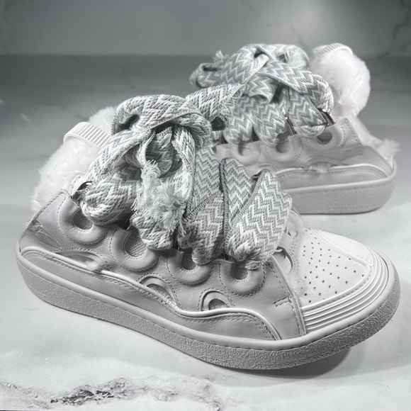 Lanvin | Shoes | Lanvin Curb White Leather Fur Lined Mules